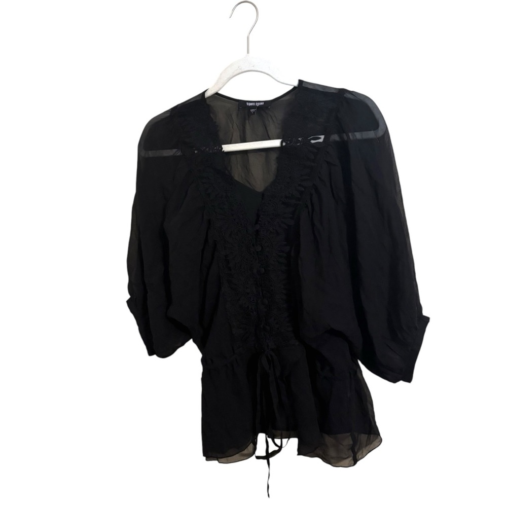 Daniel‎ Rainn Black Silk Lace Button Top Blouse Whimsigoth Small